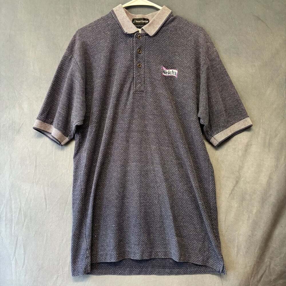 Inner Harbor Welch's Polo Shirt Short Sleeve Gray Textured Logo Mens Large